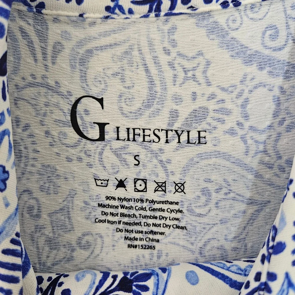 G Lifestyle Womens Golf Dress Blue Paisley Ruffle Sleeveless Set Small
